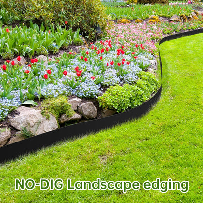 Landscape Edging Border No Dig - 40FT 4IN Tall Garden Edging Border with 40 Stakes, Plastic Garden Fence Lawn Edging Flexible for Landscaping, Flower Beds, Yard, Pathway with Connectors