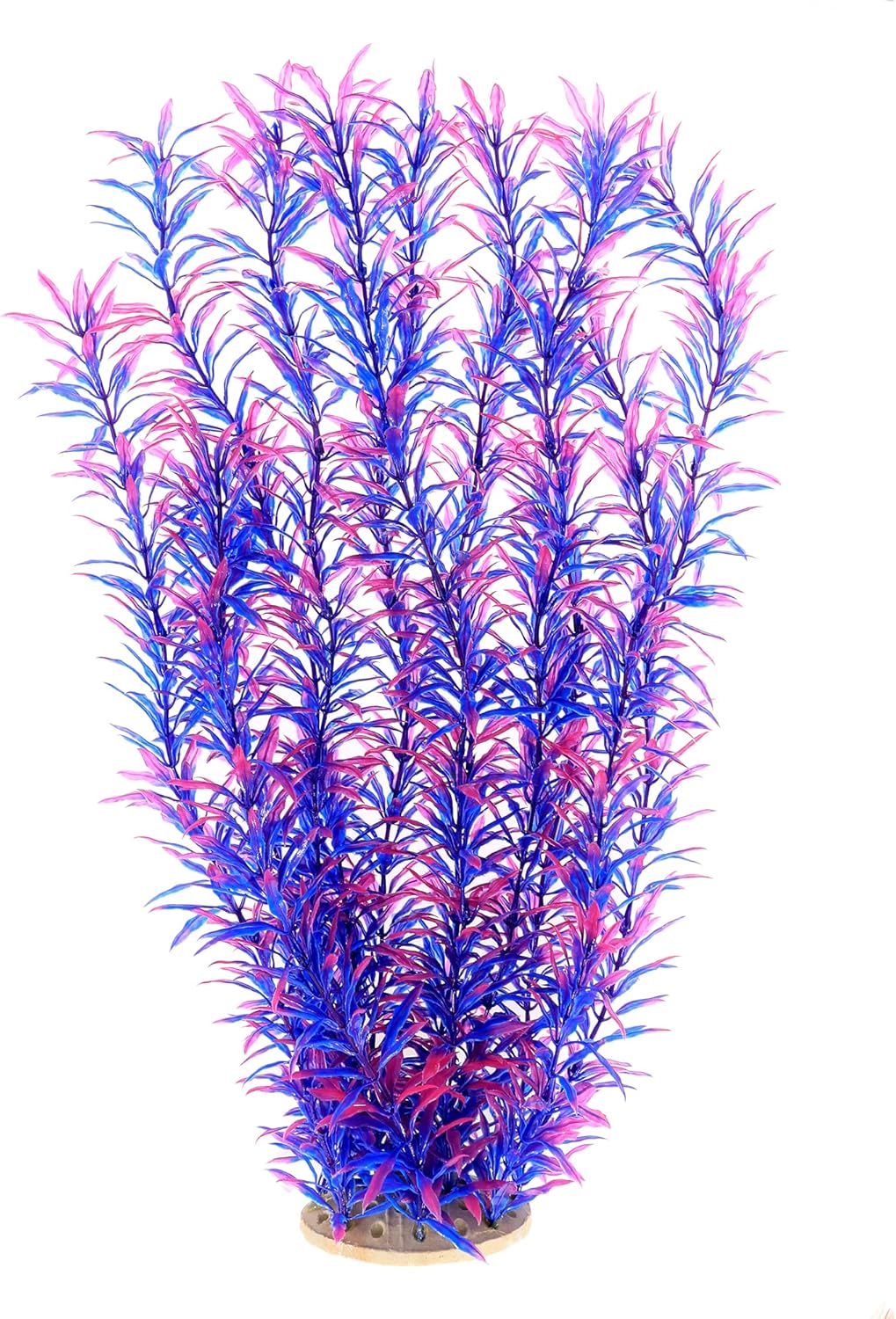 ALEGI Aquarium Fish Tank Decoration,Large Artificial Plants for Fish Tank 21 inches Tall,Safe for All Fish, Purple