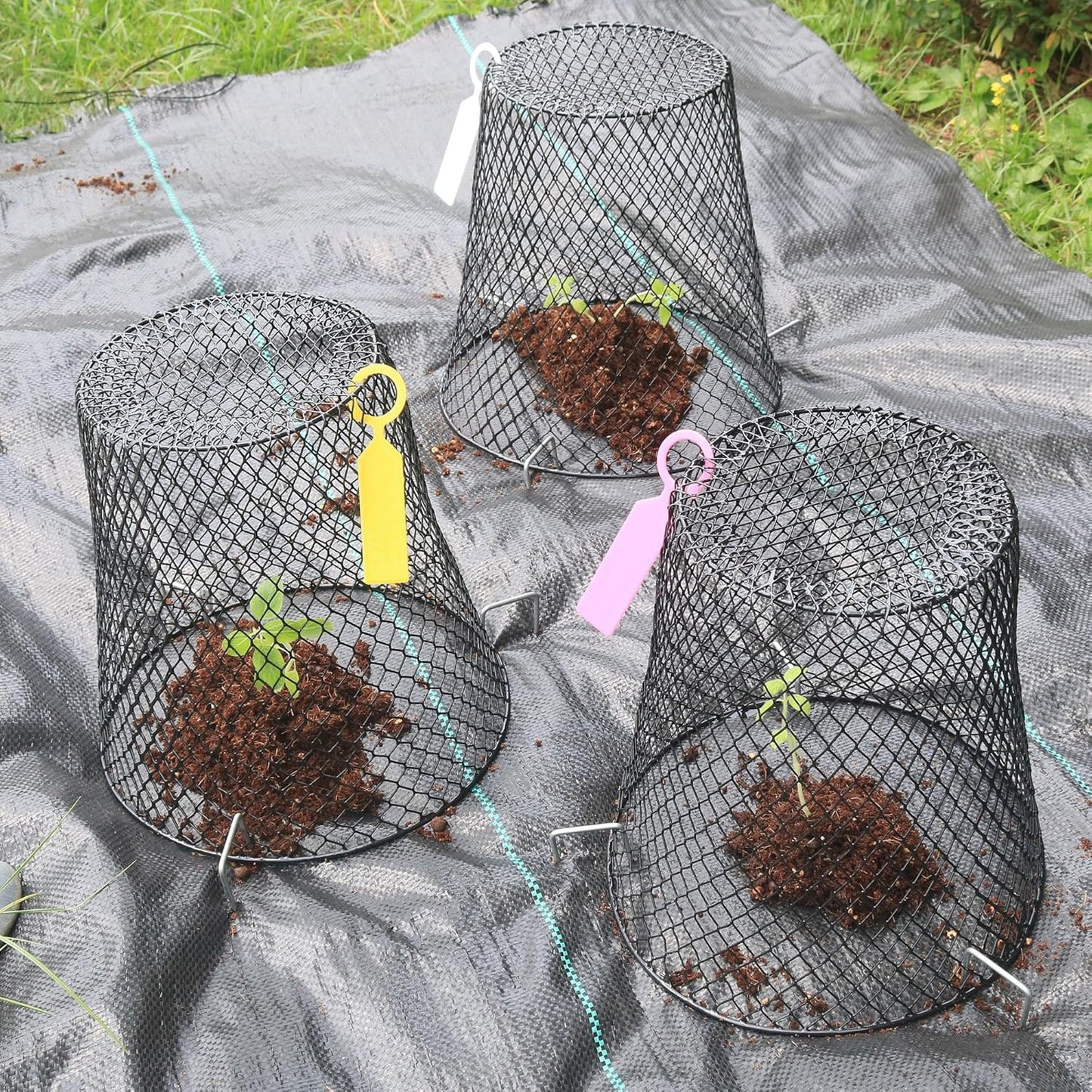 20Pcs Chicken Wire Cloche Plant Covers, 9.2×9.2 Inches Plant Protectors from Animals, Metal Garden Plant Cages for Outdoor Plants, Keep Rabbits, Squirrels, Birds Out