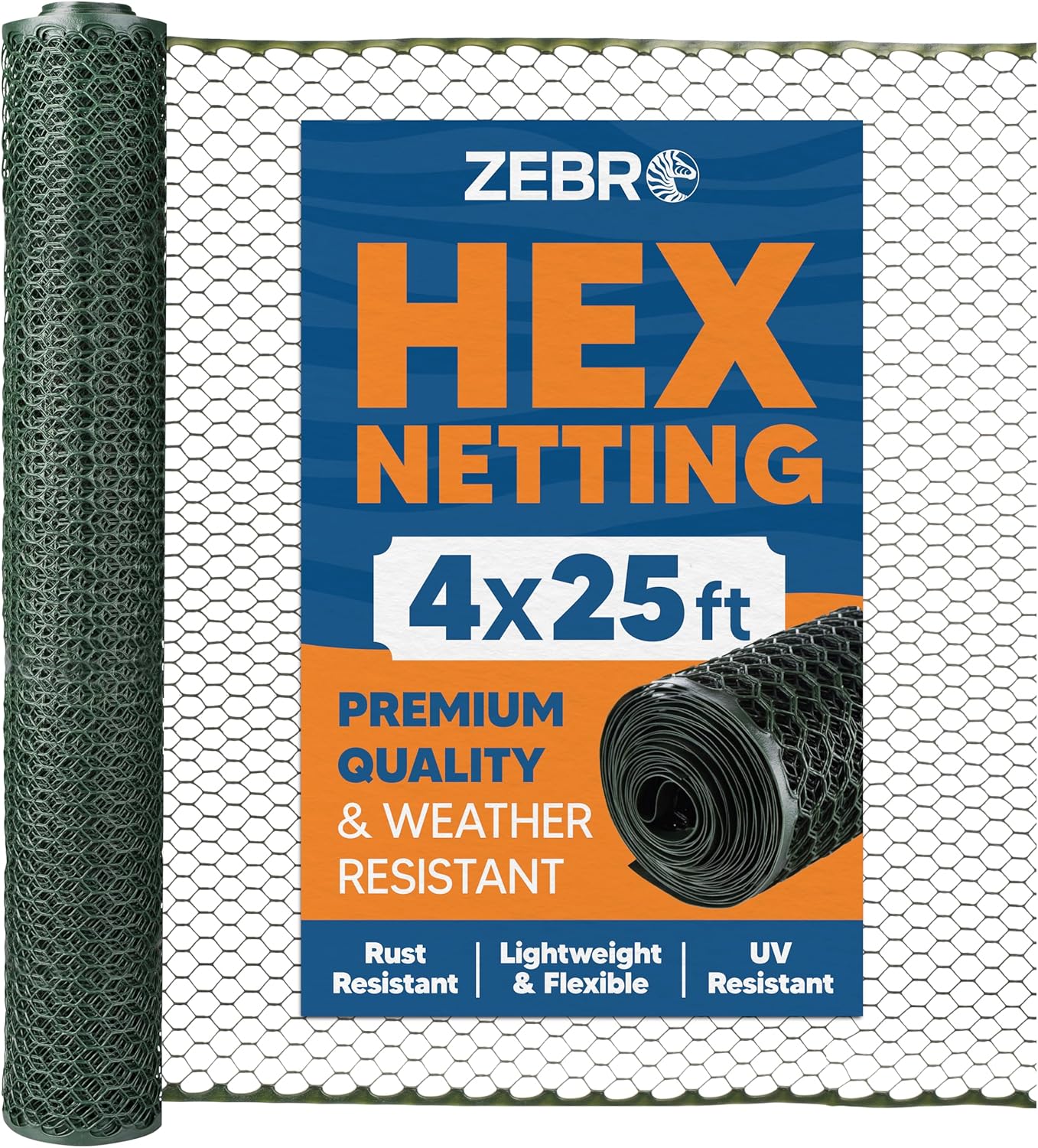 Zebro Plastic Chicken Wire Fence – Flexible Poultry Netting & Garden Fence for Chicken Coops, Rabbits, Pet Enclosures & Landscaping – Weatherproof & Rust-Free - 4' x 25' Green