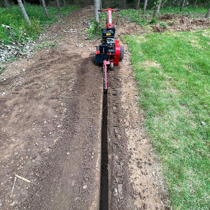 429cc 14HP Kohler Gas Powered E-Start Cable Ditching Mini Trencher,24'' Trench Depth, 27pcs Carbide Alloy High-Pressure Teeths,TCR1500 (Red)