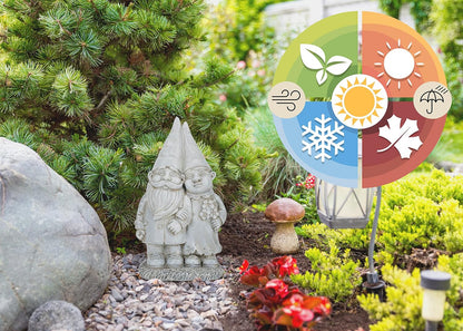 NAT & JULES Gnome 12 inch Resin Stone Garden Statue (Married Gnome Couple)