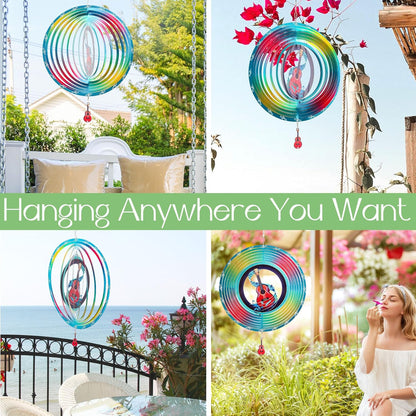 Guitar Wind Spinners Garden Yard Decor Gift for Women Men, 12 Inch Outdoor Metal 3D Wind Spinner, Stainless Steel Hanging Wind Catchers Kinetic Sculpture for Outside Decoration