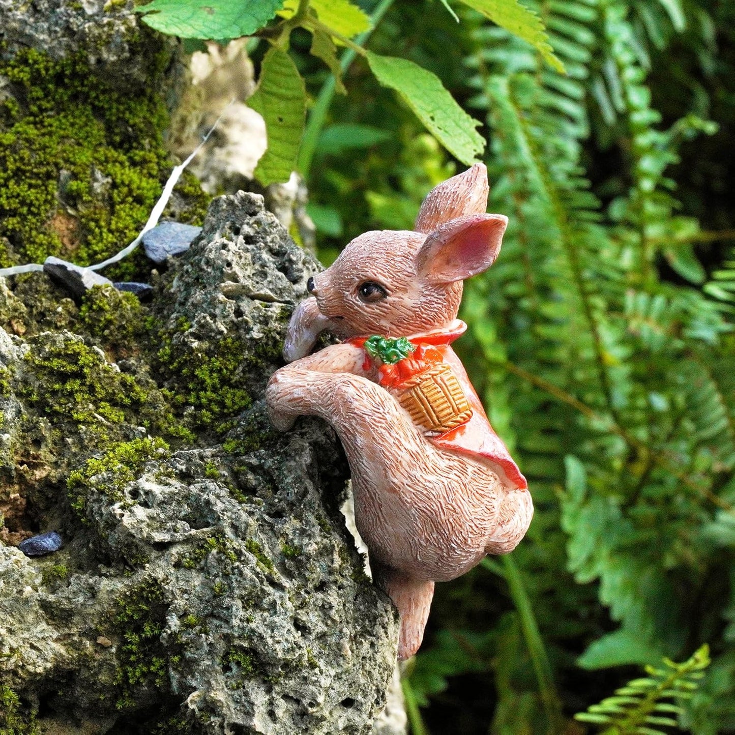 Bunny Statue Rabbit Figurine Plant Pot Hanger, Resin Cute Bunny Ornament Desk Decor Plant Decoration Gift for Flower Pot Bonsai Planter Succulent Vase