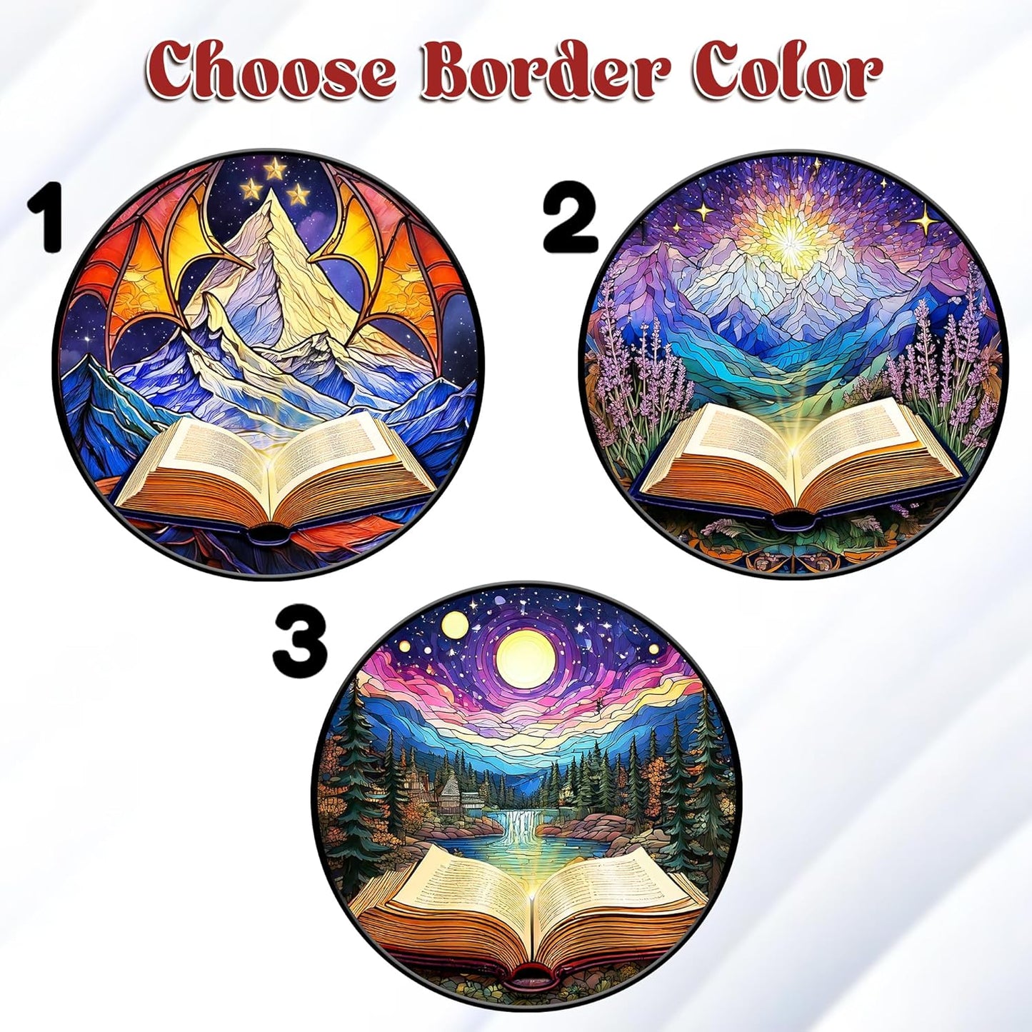 Book Stained Glass Suncatcher, Night Court Nature-Inspired Art Window Hanging, Bookaholic Ornament Crystal Glass Panel Bookish Gift for Fantasy Book Lovers Readers Writers Teachers ART-22E-SG