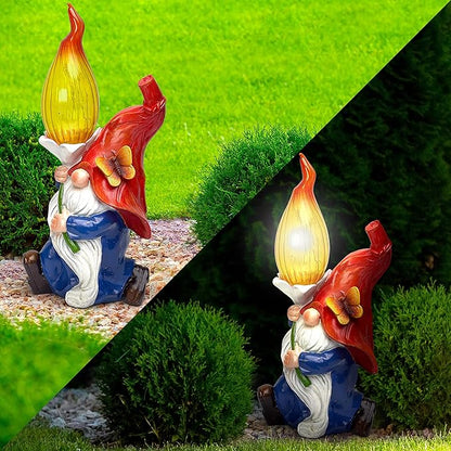 Daisy & Olive | Garden Gnome, Solar Large Gnomes, Outdoor Decorations for Patio, Solar Garden Gnomes Outdoor, Garden Gnome Gifts, Outdoor Garden Decor, Sister Gift | Gift for Women| Yard Decor.