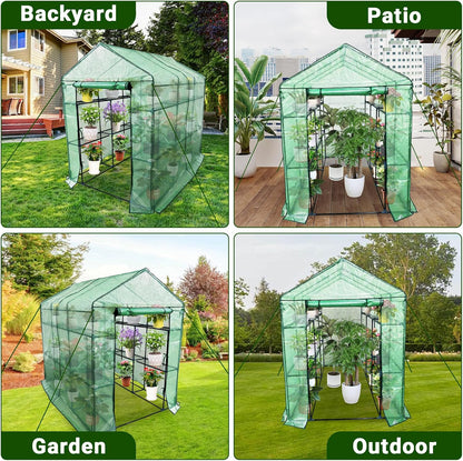 Greenhouse for Outdoors,Walk in 3-Tier 9 Shelves Green House w/ Roll-Up Zippered Door Anchors and Ropes,Waterproof & UV Protected Plant Garden Hot House for Garden Patio Backyard,57 x 85 x 76''