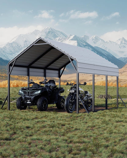 GarveeLife 13 ft x16 ft x11 ft Metal Carport, Steel Heavy Duty Car Ports for All-Weather, for Cars, Motorcycles, ATV, or Boats, N.W. 500 LBS