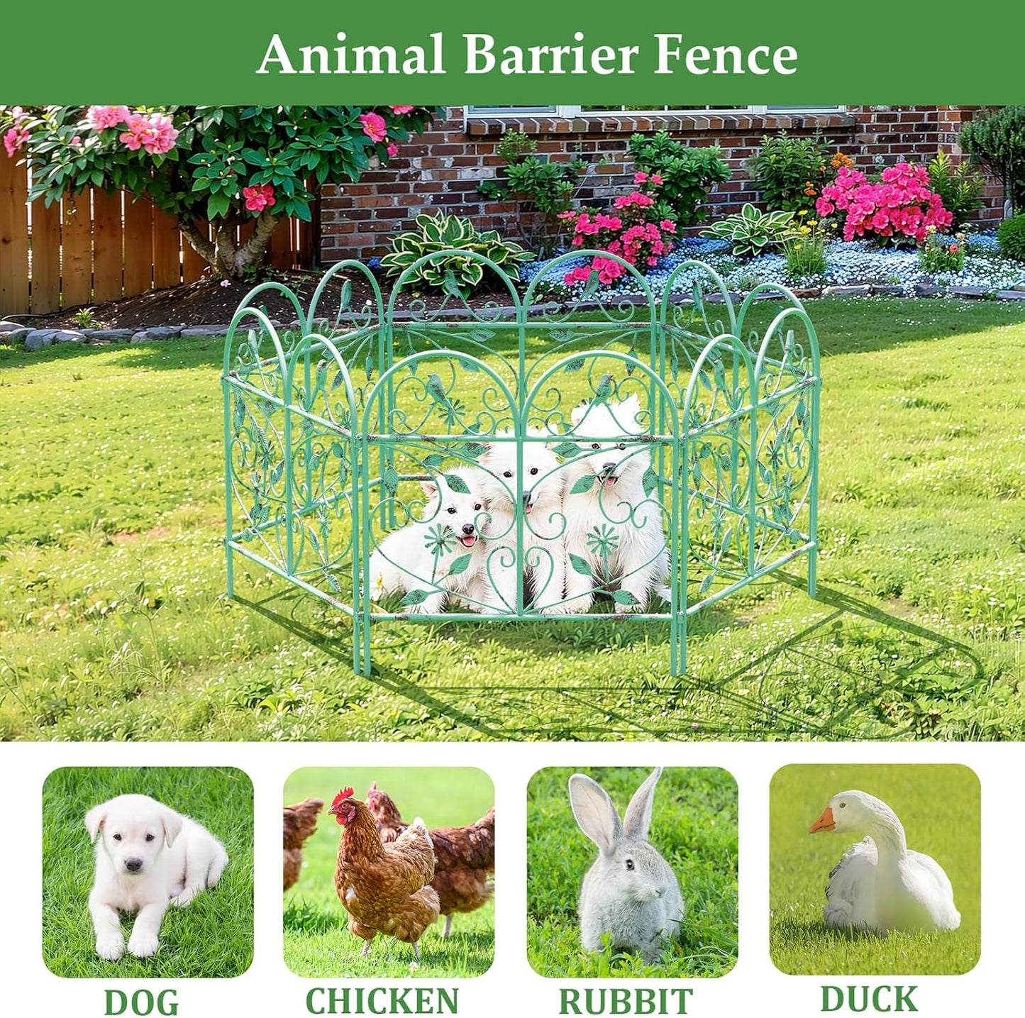 Garden Fence 6 Pack, 22.8in(H)x11Ft(L), Rustproof Metal Wire Border Animal Barrier for Dog Outdoor, Outdoor Landscape Decor for Yard & Patio, Arched Pet Fence, Vintage Decorative Garden Fencing