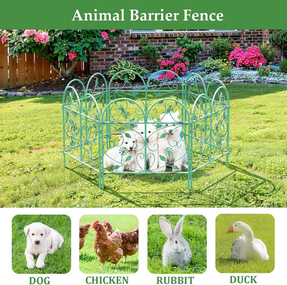 Garden Fence 6 Pack, 22.8in(H)x11Ft(L), Rustproof Metal Wire Border Animal Barrier for Dog Outdoor, Outdoor Landscape Decor for Yard & Patio, Arched Pet Fence, Vintage Decorative Garden Fencing