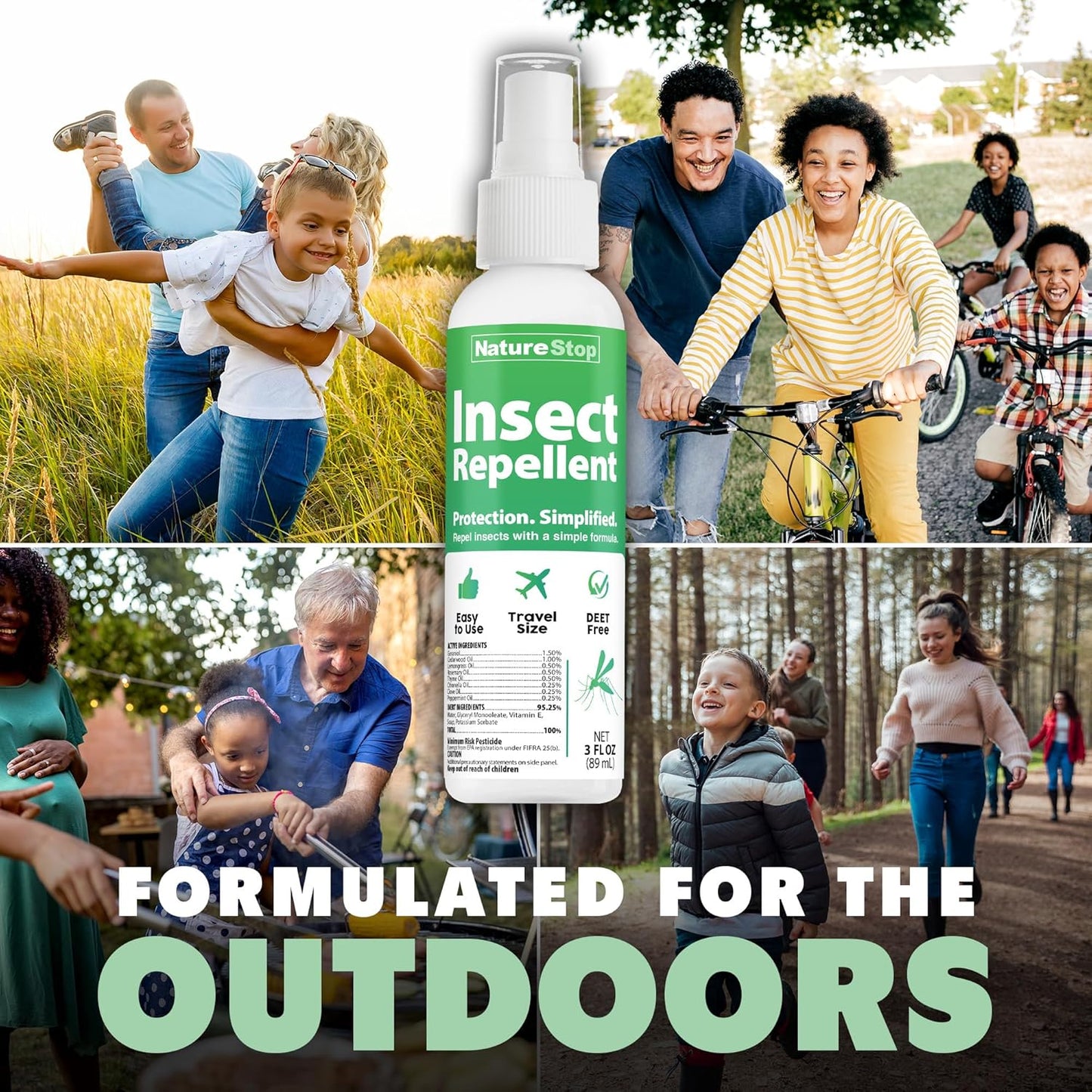 Insect Repellent Spray, DEET-Free Travel-Size Bug Spray for Skin & Outdoor Protection, 3 oz (90mL)