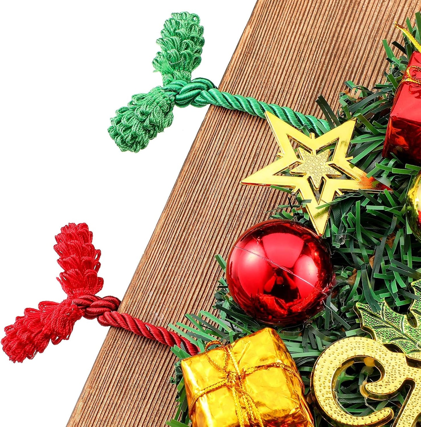 Shappy 12 Pieces Christmas Garland Banister Ties Christmas Decorative Reusable and Flexible Twist Ties for Garland, Banister Home Decoration (Red,Green)