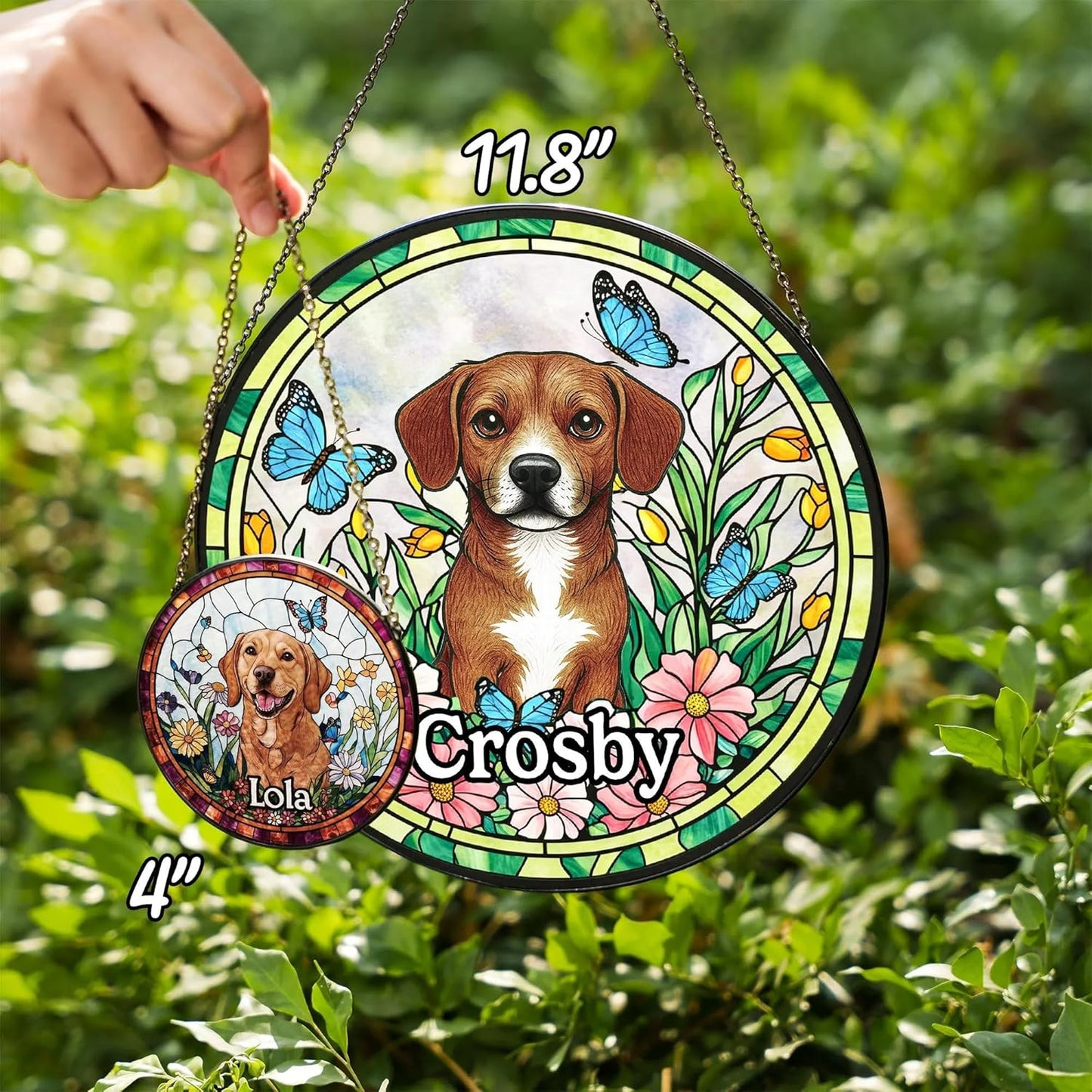 Custom Dog Portrait Suncatcher, Personalized Pet Memorial Window Hanging, Stained Glass Style Pet Loss Gift, Unique Dog Lover Decoration, Suncatcher Keepsake for Home Decoration