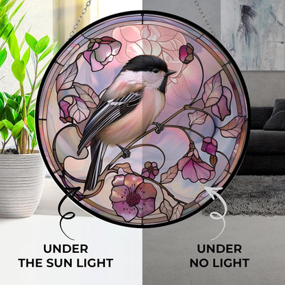 Easter Chickadee Stained Glass Suncatcher by Clare Donovan Window Hangings, Suncatchers Colorful Glass Panel Sun Catchers Gifts, Decoration for Home Garden Christmas Party Wedding