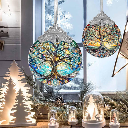 Tree of Life Stained Glass Suncatcher - Holidays & Christmas Tree Ornament, Decor & Gifts