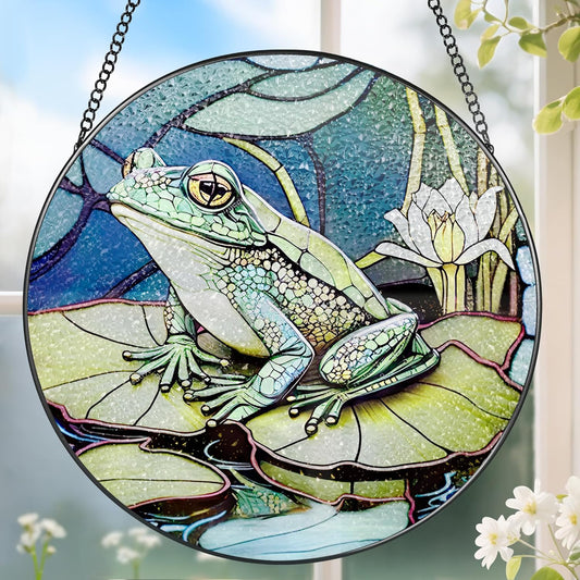 Stained Glass Window Hanging, Stained Glass Suncatcher, Frog Sun Catcher, Window Hanging Decor