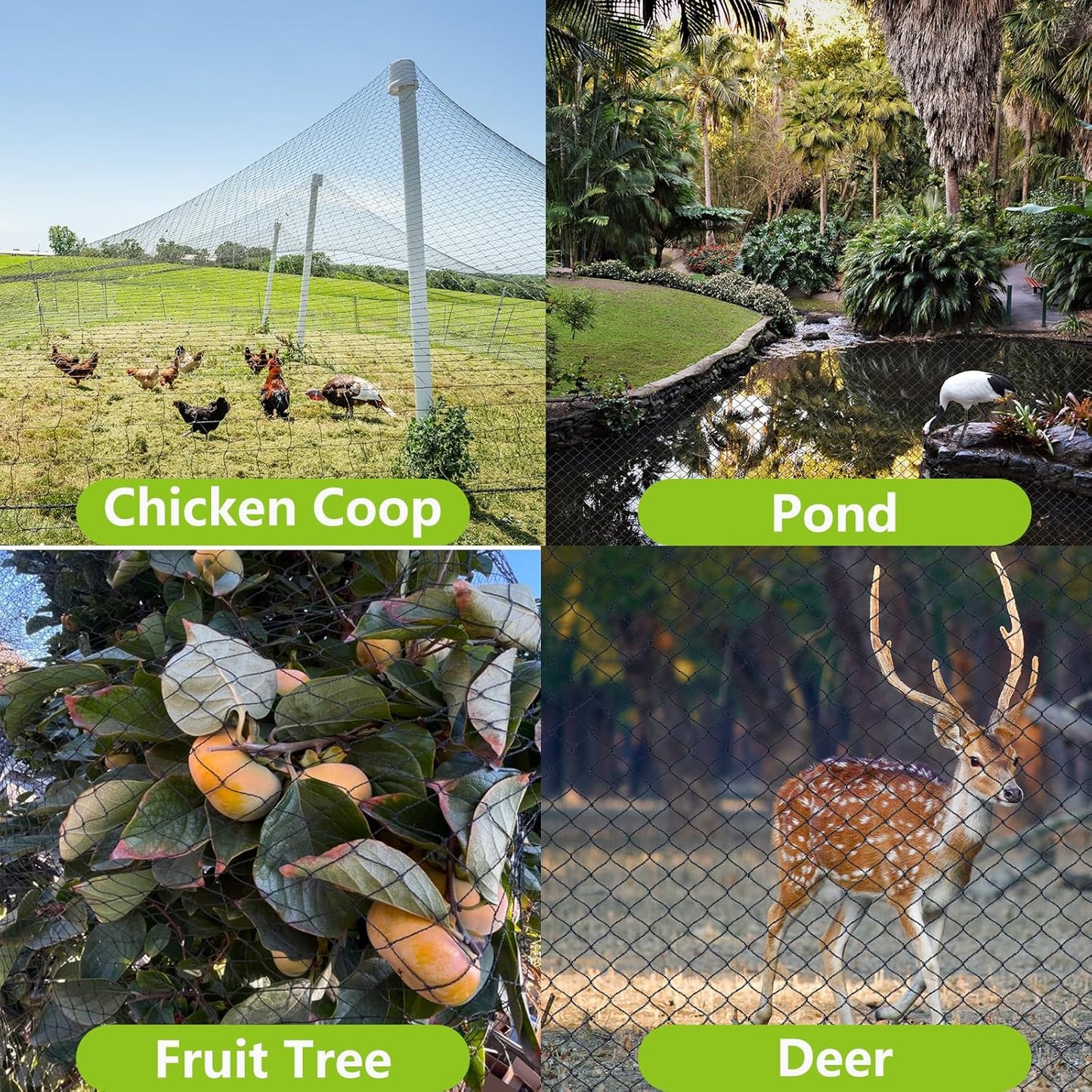 20x20ft Bird Netting for Chicken Coop Poultry Netting 1/2 inch Mesh Heavy Duty Chicken Coop Cover Netting Roof Hawk Proof Bird Netting for Garden Protection Fruit Tree Netting Against Squirrels Deer