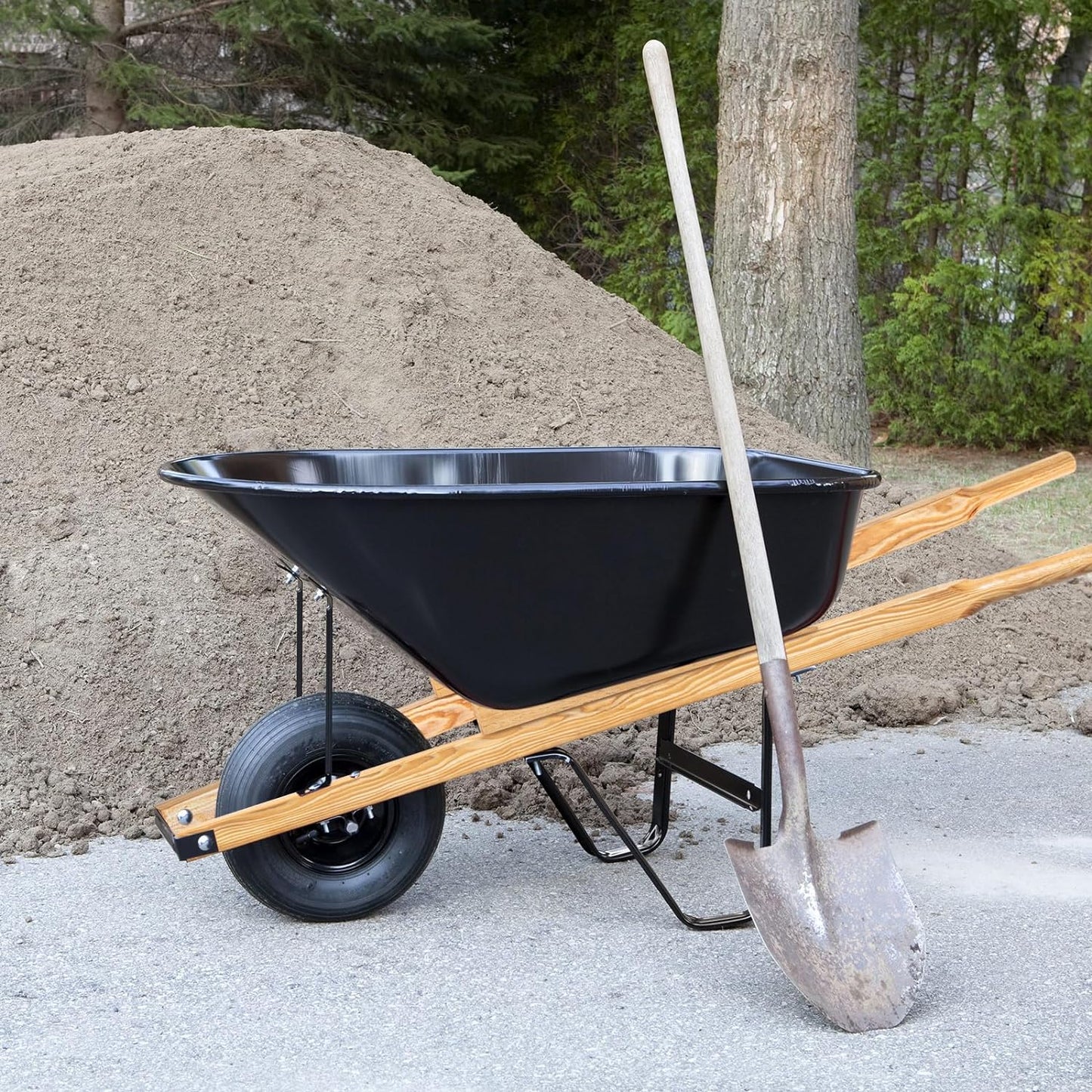 WILLBOND Wheel Barrow Handles Wood Replacement 59'' Wheelbarrow Handles Kit with 2 Wheelbarrow Wedge Heavy Duty Wood with Tough Seal Coat and Pre Drilled Holes for Wheelbarrows, Easy Install