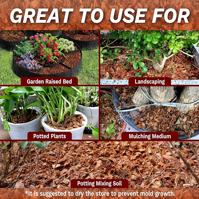 Coco Chips for Plant - COCOUNT Shell 6 Pack Organic Coconut Husk Chips with Low EC & PH Balanced, High Expansion Coconut Substrate Coco Husk Mulch for Garden, Flowers and Reptile'
