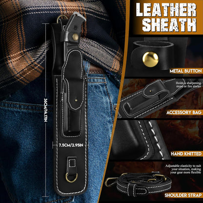 Dream Reach Heavy Duty Machete - Portable Full Tang Outdoor Survival Knife with Sheath Strap for Camping Hiking Gift for Men 9.6 Inches
