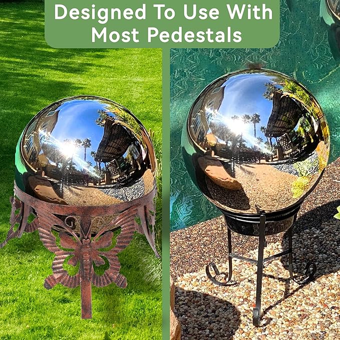Lily's Home Gazing Globe Mirror Ball in Silver Stainless Steel - 10 Inch