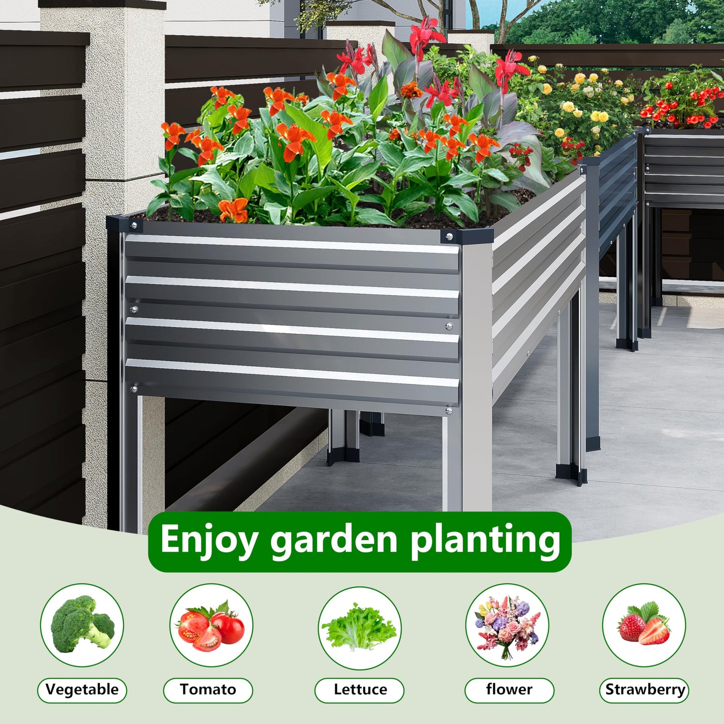 DIIYIV Galvanized Raised Garden Bed with Legs,2PCS 48×24×30in Elevated Planter Box for