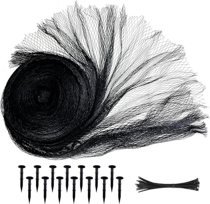 Pond Netting, Pond Netting for Koi Ponds, 15 x 20 FT Fish Pond Netting Cover, Garden Pool Netting Kit for Leaves, Protects Koi from Herons, Cats & Predators, 12 Stakes & 50 Cable Zip Ties, 3/8 Mesh