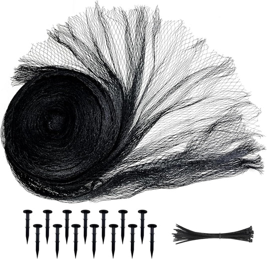 Pond Netting, Pond Netting for Koi Ponds, 15 x 20 FT Fish Pond Netting Cover, Garden Pool Netting Kit for Leaves, Protects Koi from Herons, Cats & Predators, 12 Stakes & 50 Cable Zip Ties, 3/8 Mesh