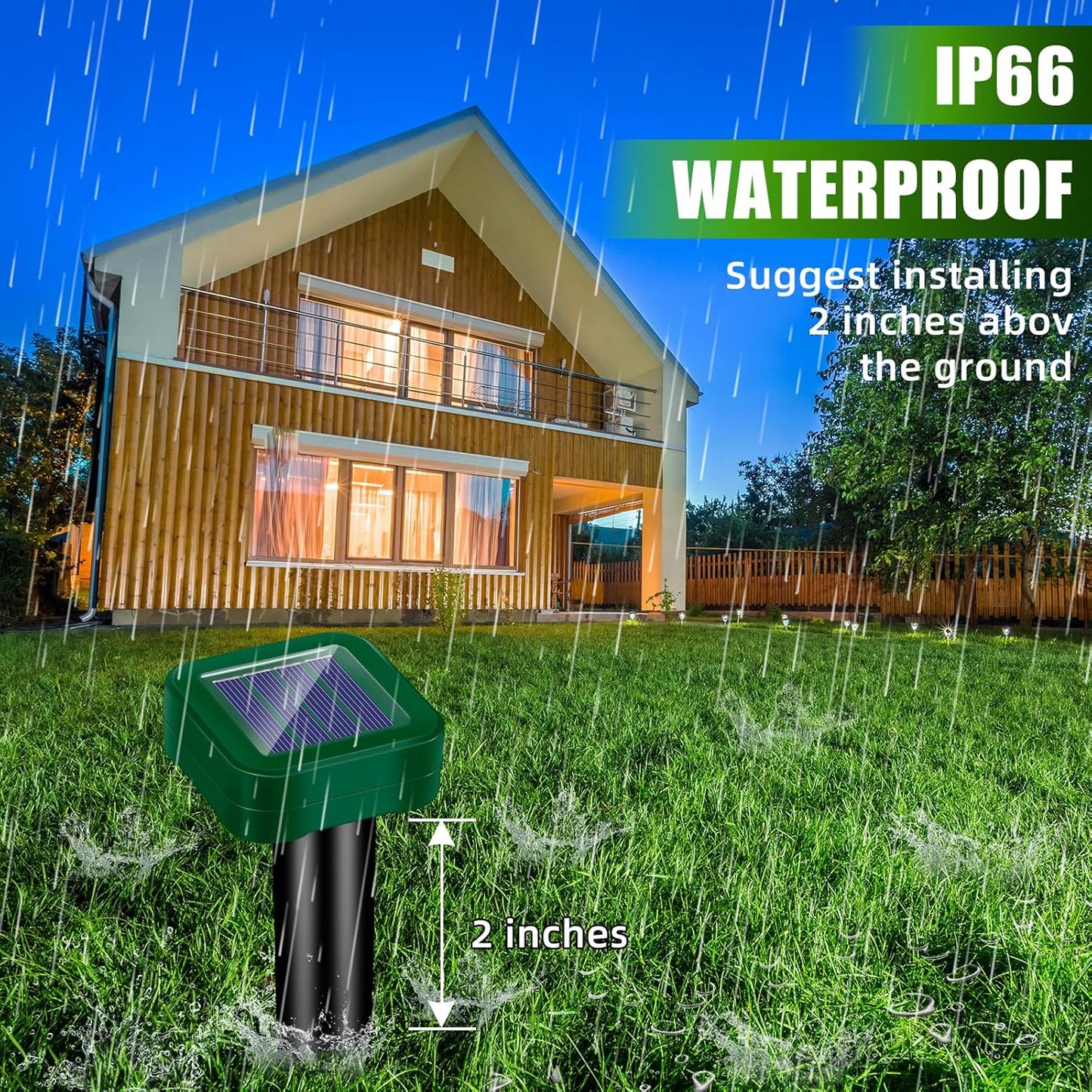 8 Pack Solar Powered Mole Repellent Ultrasonic Stakes - Outdoor Snake, Gopher, Vole, Groundhog Repeller for Yard & Lawn, Waterproof Pest Deterrent for Garden & Farm