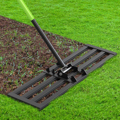 Seeutek Lawn Leveling Rake, 35” x 10” Lawn Leveler with 6.5FT Durable Handle Rakes for Lawns, 0-180° Adjustable Ground Leveler Tool for Yard, Level Soil Sand Dirt Surfaces