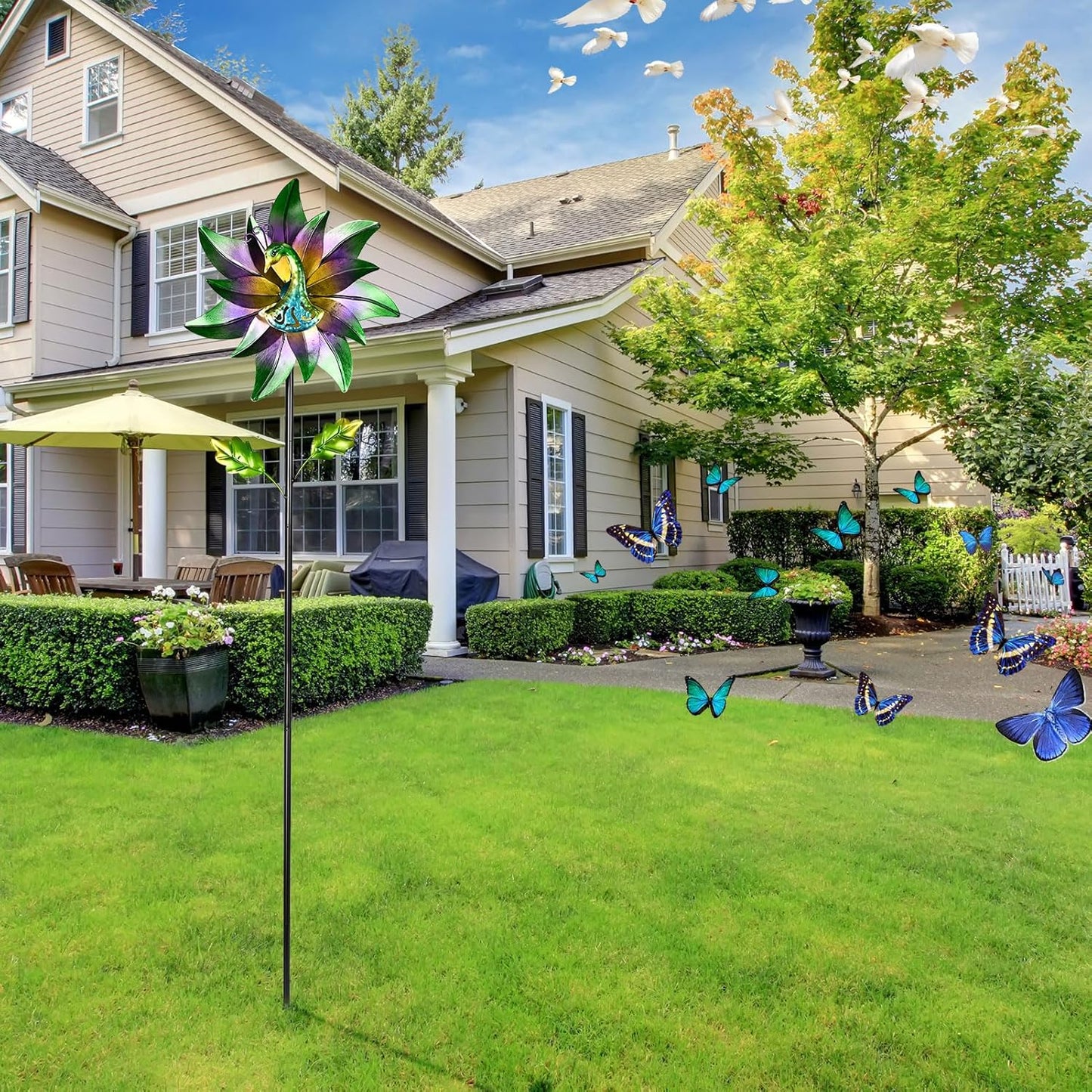 Decorative Garden Stakes Wind Spinners Outdoor Clearance Metal Yard Art Gifts for Women Grandma Mom for Lawn Patio Yard Pathway Driveway Ornaments