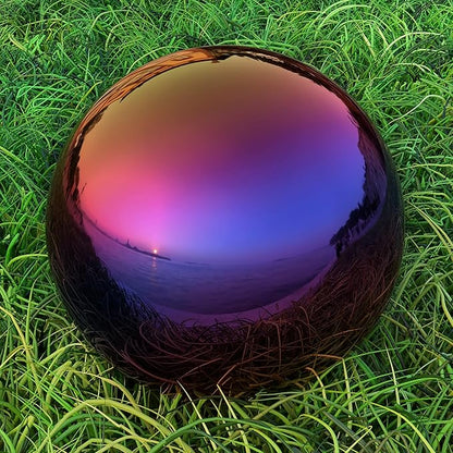 Lulu Decor, Rainbow Stainless Steel Gazing Mirror Ball Size 14, Smooth Reflective Shiny Garden Decoration Globe