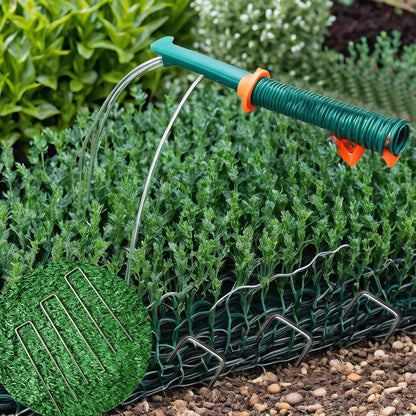 50 PCS 6 Inches Galvanized Landscape Staples, 50 PCS Gaskets and 1 Pick Hook, Heavy Duty Anti-Rust Garden Stakes for Weeds Barrier Sod Fabric Decorations Ground Cover