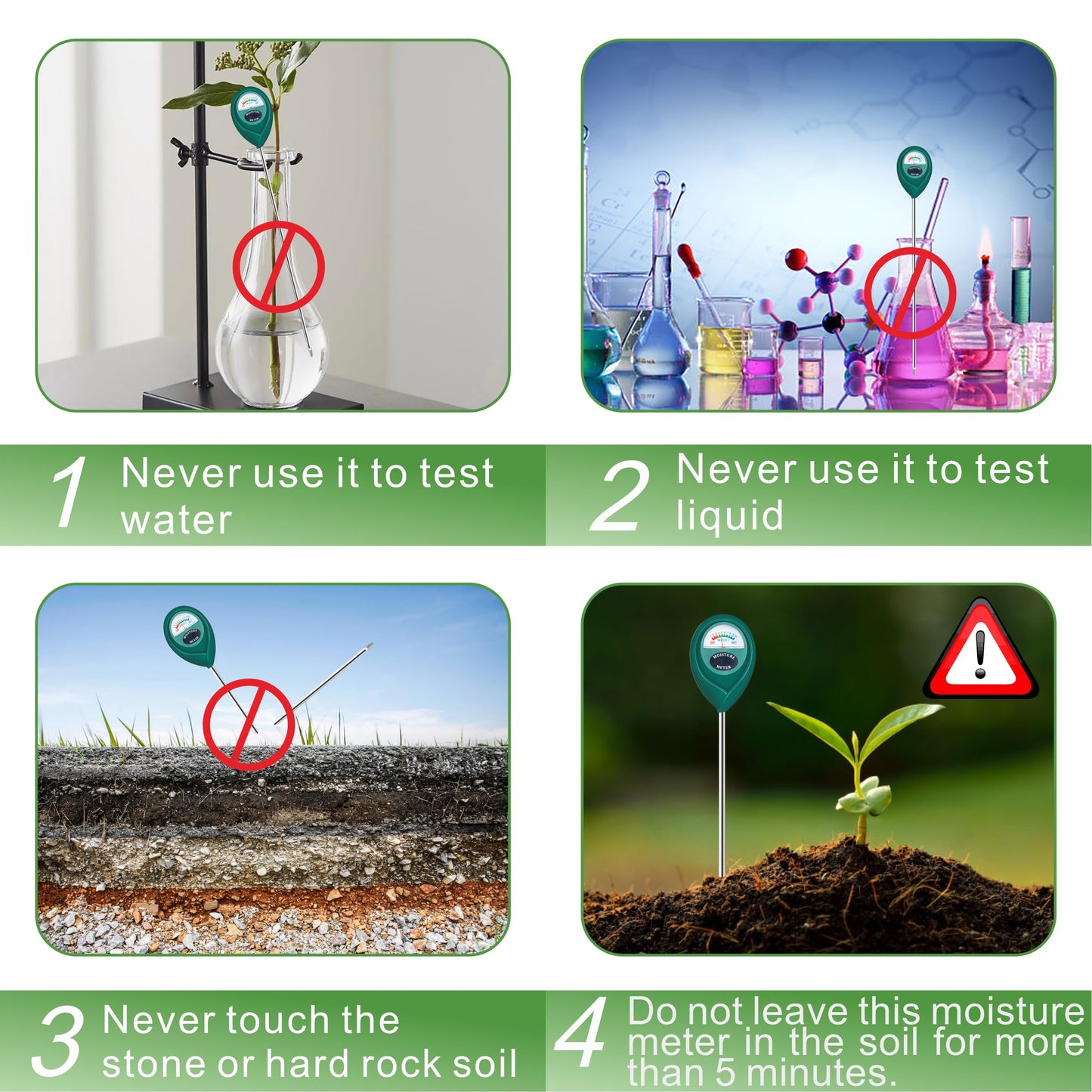 XLUX Long Probe Plant Soil Moisture Meter, Indoor Outdoor use, Battery-Free