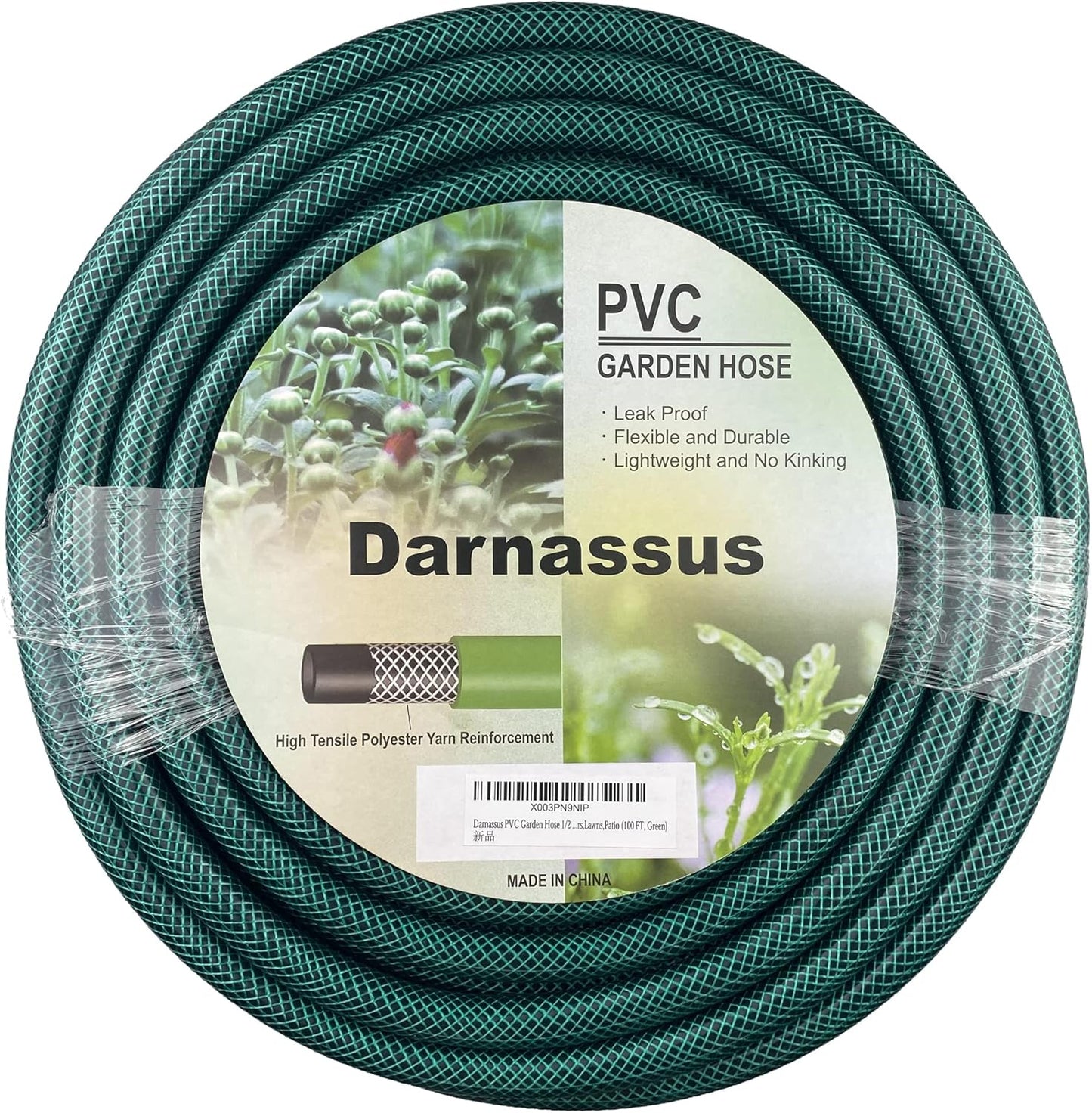 PVC Garden Hose 1/2 Inch Green Heavy Duty Water Hose with Solid Brass Fittings,No Leaking, Flexible,for outdoors,Lawns,Patio (100 FT, Green, Brass Fittings)