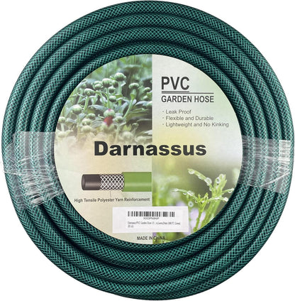 PVC Garden Hose 1/2 Inch Green Heavy Duty Water Hose with Solid Brass Fittings,No Leaking, Flexible,for outdoors,Lawns,Patio (100 FT, Green, Brass Fittings)