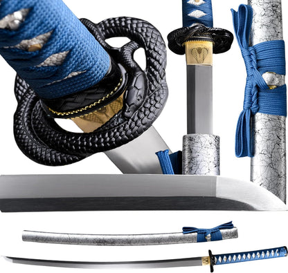 A True Samurai Sword, Made of 1095 high Carbon Steel with Sharp Blades, Suitable for Martial Artists and Players to Collect, Full of Tang Dynasty