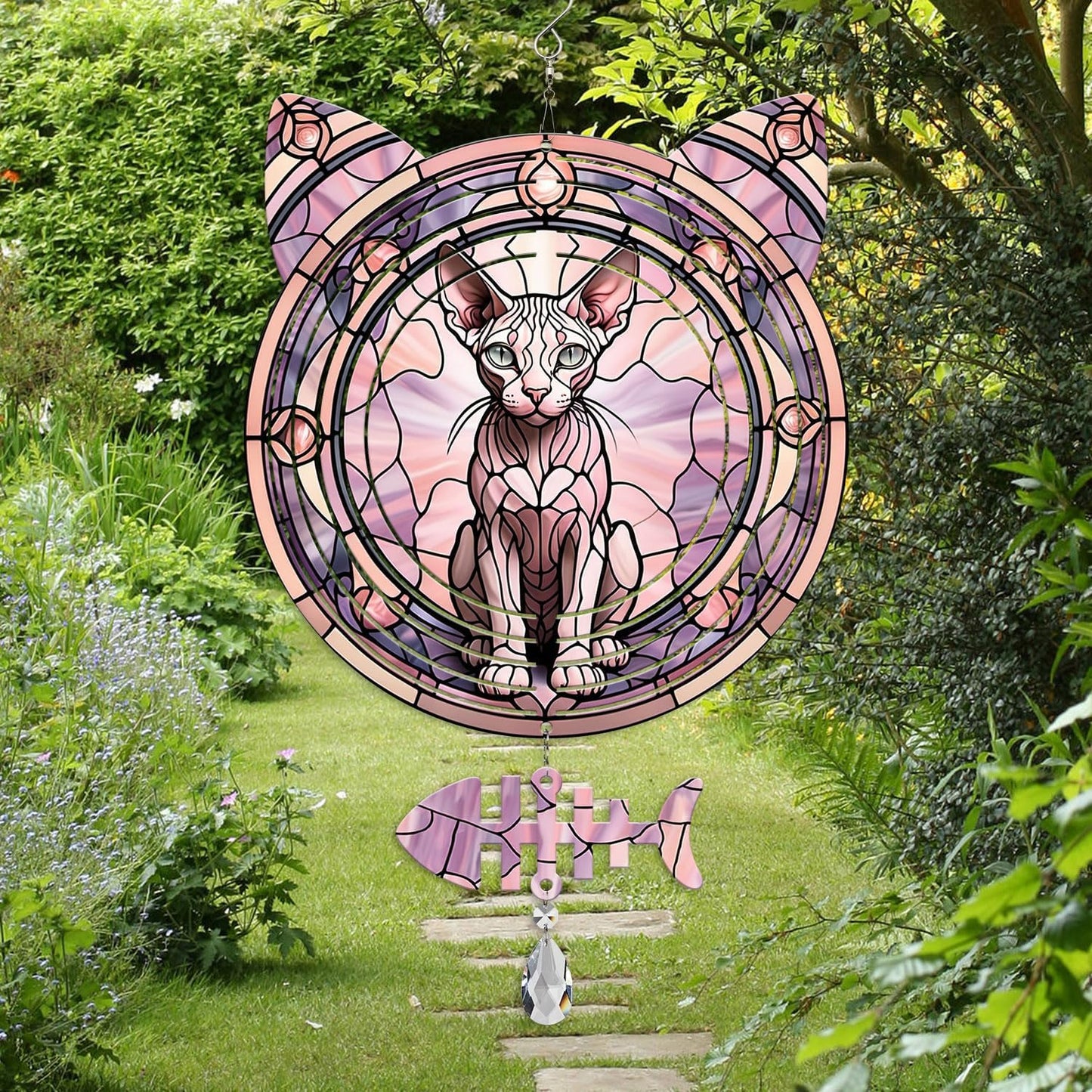 Sphynx Cat Wind Spinner, Sphynx Cat Wind Spinner Hanging for Yard and Garden