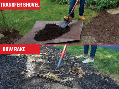 CRAFTSMAN 2-Piece Garden Tool Set with Transfer Shovel and Bow Rake, Fiberglass Handles, Cushion Grips for Landscaping, Gardening & Yardwork