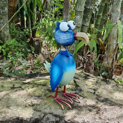 Metal Flamingo Decor Garden Statue Outside - Art Blue Flamingos Yard Art Outdoor Garden Sculptures for Patio Backyard Porch Decoration, Gifts for Mom