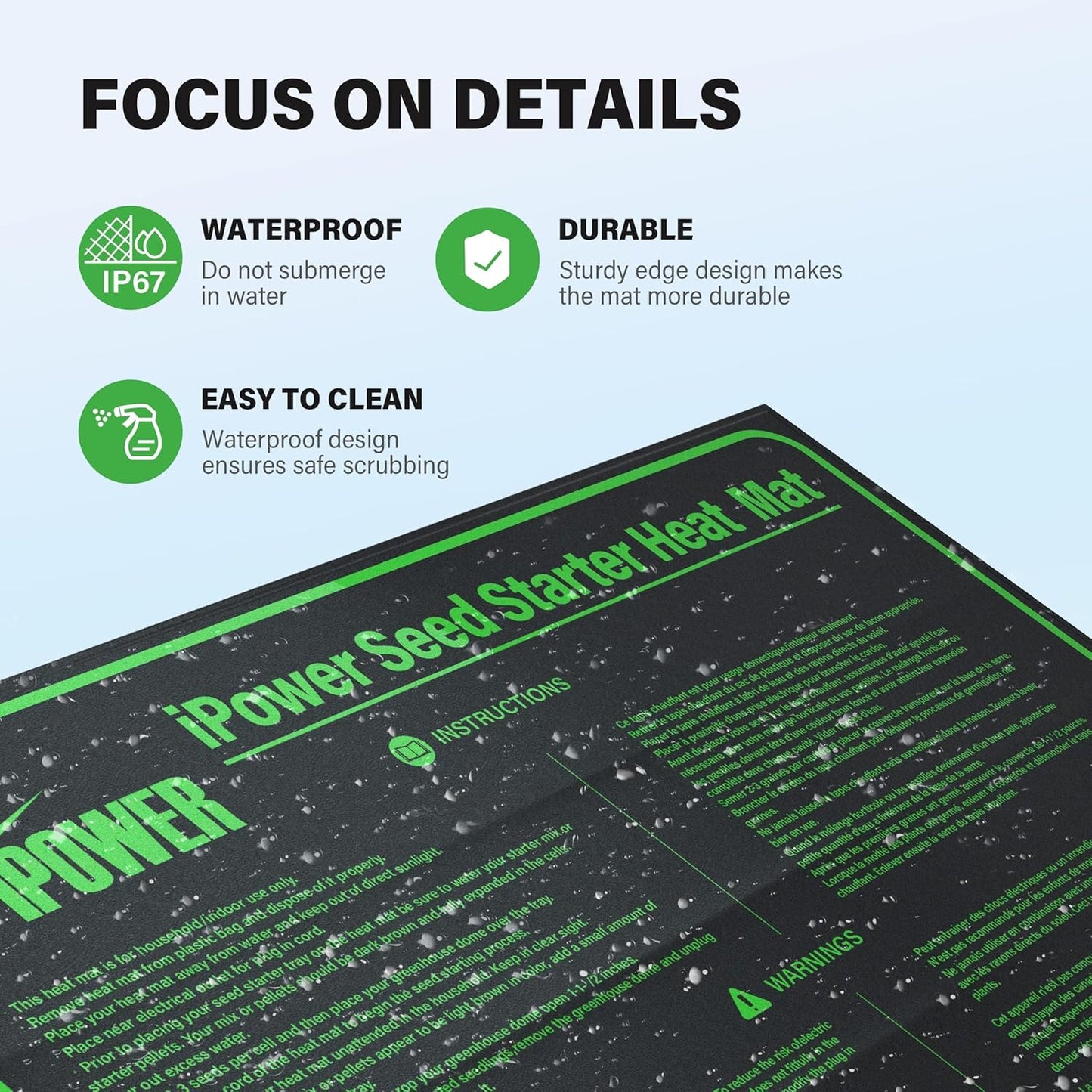 iPower 20" x 20" Durable Waterproof Seeding Heat Mat with Digital Thermometer for Providing Reliable Warmth for Indoor hydroponic Plant Germination