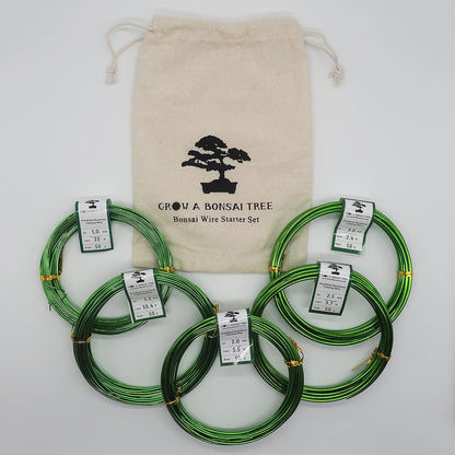 Aluminum Floral/Plant/Bonsai Tree Wire 5-Size Starter Set with Canvas Bag - 1.0mm, 1.5mm, 2.0mm, 2.5mm, 3.0mm (147 feet Total) - Choose Your Color (5 Sizes, Green)