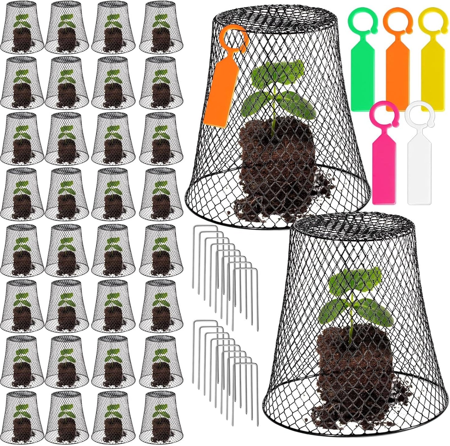 40 Pcs 8 inch Chicken Wire Plant Covers,Wire Garden Cloches Chicken Wire Cloche Plant Protector Metal Heavy Duty Garden Plant Cloche for Keeping Bunnies Chicken Squirrels Birds Other Out