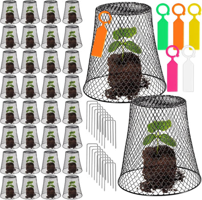 40 Pcs 8 inch Chicken Wire Plant Covers,Wire Garden Cloches Chicken Wire Cloche Plant Protector Metal Heavy Duty Garden Plant Cloche for Keeping Bunnies Chicken Squirrels Birds Other Out