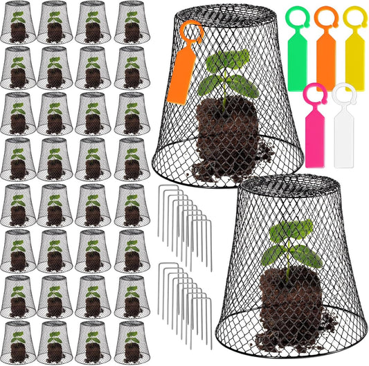 40 Pcs 8 inch Chicken Wire Plant Covers,Wire Garden Cloches Chicken Wire Cloche Plant Protector Metal Heavy Duty Garden Plant Cloche for Keeping Bunnies Chicken Squirrels Birds Other Out