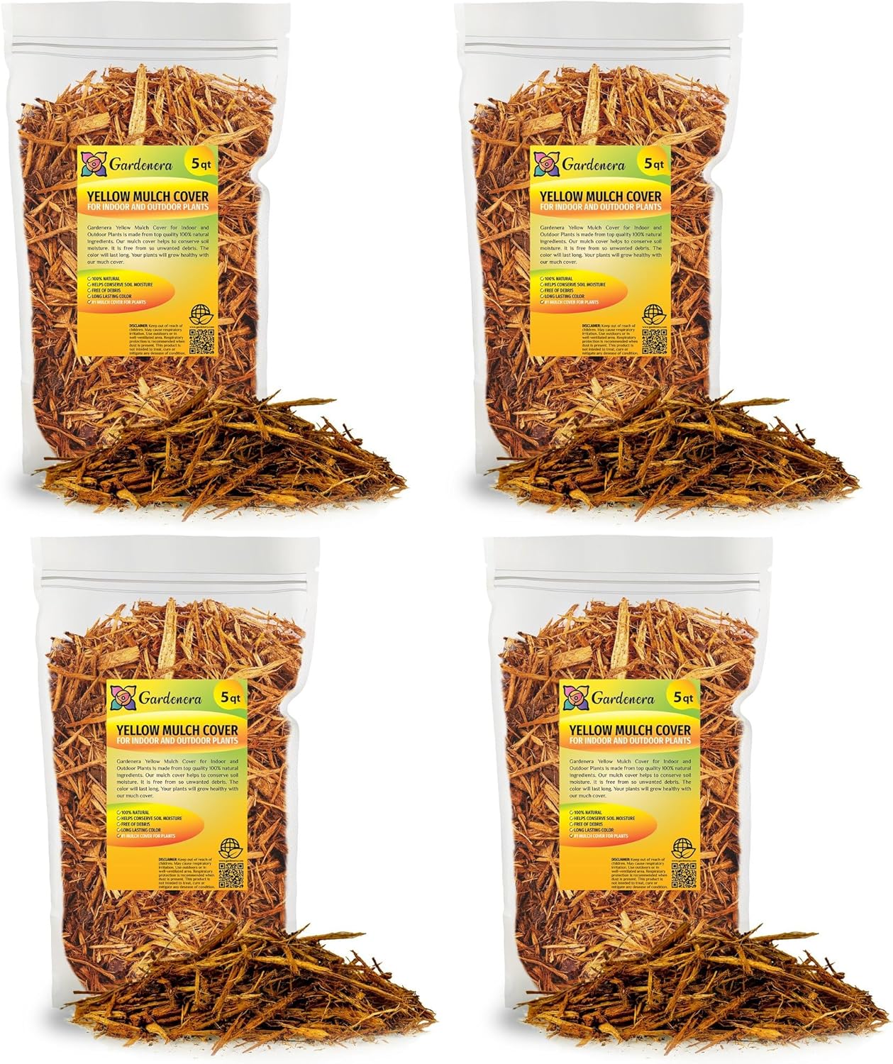 Gardenera Organic Yellow Mulch - Nurture Your Plants with Natural Nutrients - 20 QUARTS