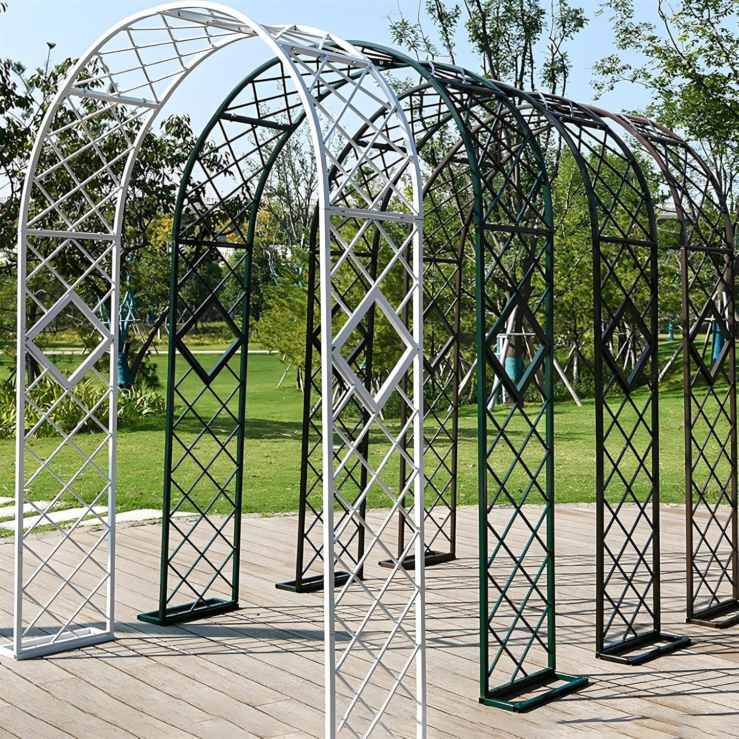 Heavy Duty Garden Arch Trellis, Wide Outdoor Metal Arbor Trellis Arch for Climbing Plants, Sturdy Garden Arbors for Wedding, Ceremony, Party, Lawn Décor Green 86.6''*15.7''*90.6''