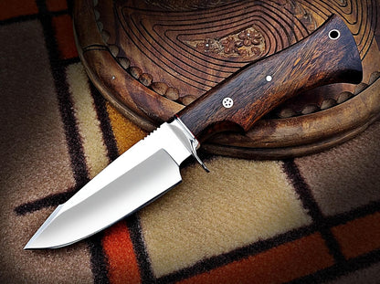 Warivo 10″ Handmade D2 Steel Hunting Knife with Leather Sheath - Ideal EDC Knife for Skinning, Camping, Bushcrafting and Outdoor Activities