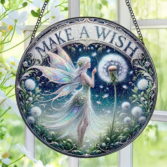 Stained Glass Window Hanging, Pauyadu Fairy Sun Catchers, Stained Glass Suncatcher, Fairy Decor