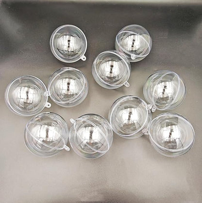 Acrylic Hollow Ball, Clear Plastic Fillable Ornaments Ball, DIY Clear Plastic Balls for New Years Present,Xmas Tree,Home Decoration,Wedding,Party (8cm/3.15inch，10pcs)